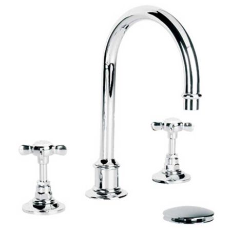 Lefroy Brooks Classic Tubular Three Hole Basin Mixer With Click-Up Waste LB1230