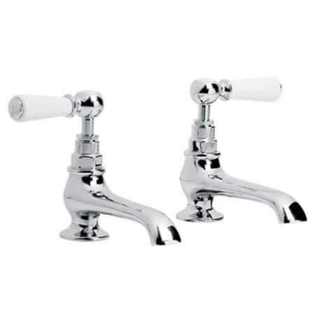 Lefroy Brooks Classic White Lever Basin Pillar Taps With Long Nose (Pair) WL8030
