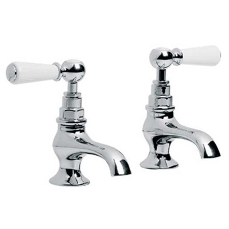 Lefroy Brooks Classic White Lever Basin Pillar Taps (Pair) WL8022
