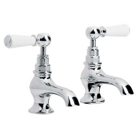 Lefroy Brooks Classic White Lever Bath Pillar Taps (Pair) 3/4" WL8054