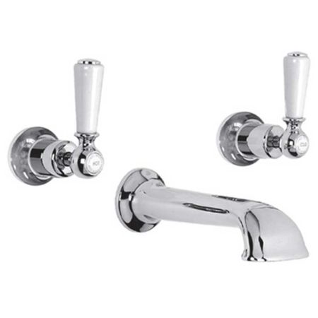 Lefroy Brooks Classic White Lever Concealed Wall Bath Filler WL1152