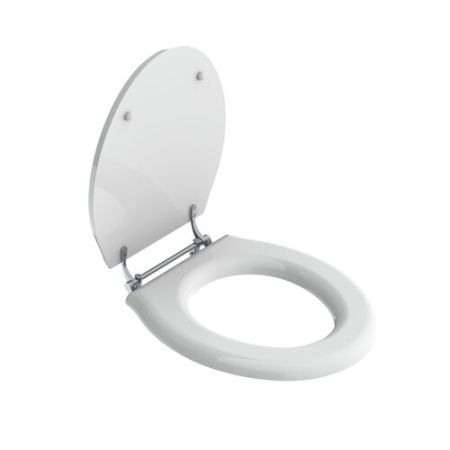 Lefroy Brooks Lissa Doon Gloss White Lavatory Seat With Bar Hinge LB7541 - Chrome