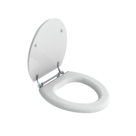Lefroy Brooks La Chapelle Gloss White Lavatory Seat With Bar Hinge LB7741 - Chrome