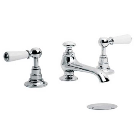 Lefroy Brooks Classic Connaught Three Hole Basin Mixer With Handwheels And Pop-Up Waste WL1224