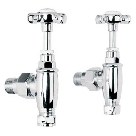 Lefroy Brooks Classic Cross Handle Radiator Stopcocks With Connectors & 150mm Downpipes (Pair) LB1150