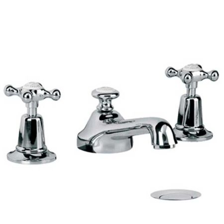 Lefroy Brooks Classic Three Hole Basin Mixer With Connaught Handwheels And Pop-Up Waste CH1220