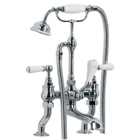 Lefroy Brooks Classic White Lever Deck Mounted Bath Shower Mixer (3/4") WL1100