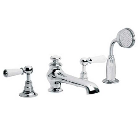 Lefroy Brooks Classic White Lever Four Hole Bath Set With Diverter And Pull-Out Hand Shower WL1250