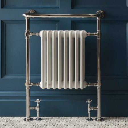 Vogue Regency Floor & Wall Mounted Radiator & Towel Rail - Brass Construction - Polished Nickel