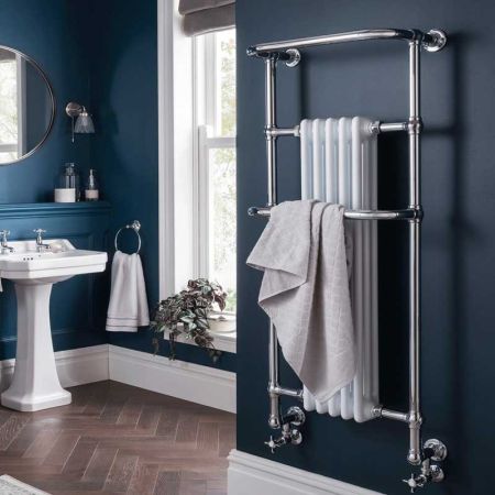 Vogue Regency Tall Wall Mounted Radiator & Towel Rail - Mild Steel Construction - Chrome