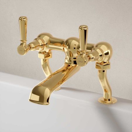 Linton Deck Mounted 2 Hole Bath Filler - Metal Lever