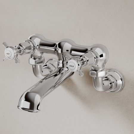 Aysgarth Bath Filler Tap Wall Mounted X Top Chrome