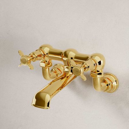 Aysgarth Bath Filler Tap Wall Mounted X Top Living Brass