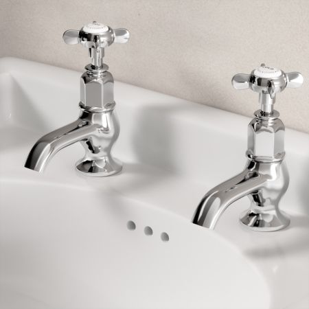 Linton Basin Pillar Taps with Crossheads in Chrome