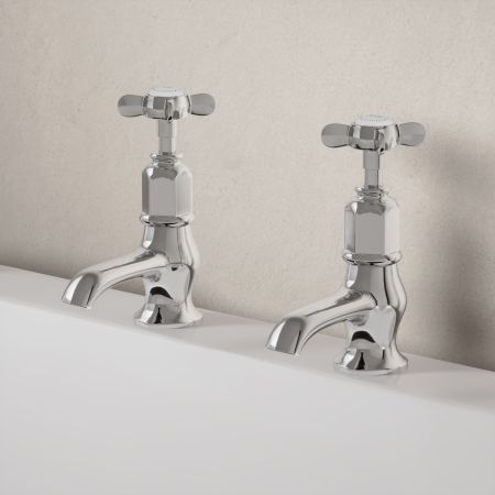 Linton Bath Pillar Taps with Crosshead in Chrome