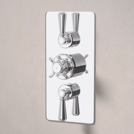 Linton Dual Outlet Concealed Shower with Slider Rail, 300mm Wall Arm & 6" Rose - Metal Lever - Chrome