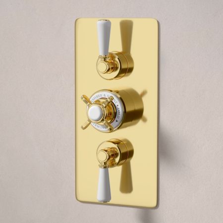 Linton Classic Dual Outlet Concealed Shower with Slider Rail - White Lever