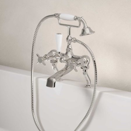 Aysgarth Bath Shower Mixer X Top Polished Nickel 3/4BSP