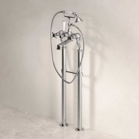 Aysgarth Bath Shower Mixer with Standpipes X-Top Lever Chrome 3/4BSP (For Baths Without Tap Holes Only)