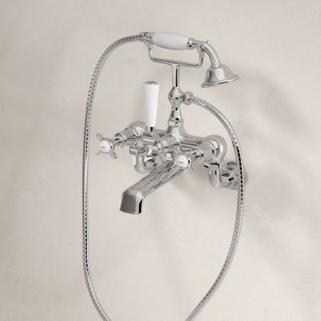 Linton 2 Hole Bath Shower Mixer with Crossheads in Chrome