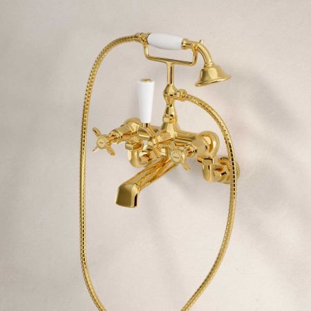 Aysgarth Bath Shower Mixer Wall Mounted X Top Living Brass