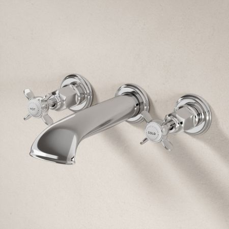 Linton Classic 3 Hole Bath Filler with Crossheads in Chrome