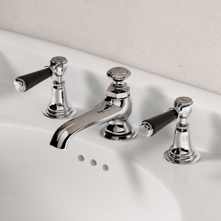 Linton Black Lever 3 Hole Basin Mixer C/W Pop Up Waste Chrome