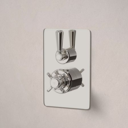 Linton Single Outlet Concealed Shower with 300mm Wall Arm & 6" Rose - Metal Lever - Polished Nickel