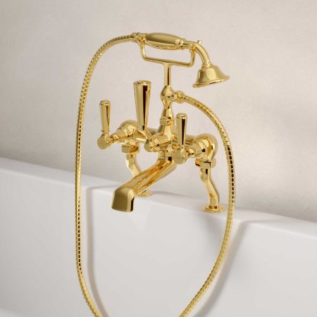 Linton Bath Shower Mixer with Metal Lever - Living Brass - SM