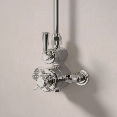 Linton Single Outlet Exposed Shower with 8" Rose - Metal Lever - Polished Nickel