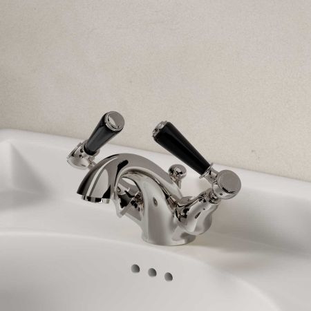 Linton Black Lever Monobloc Basin Mixer Nickel