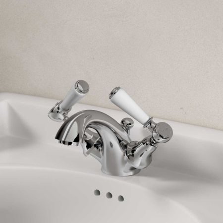 Linton White Lever Monobloc Basin Mixer Chrome