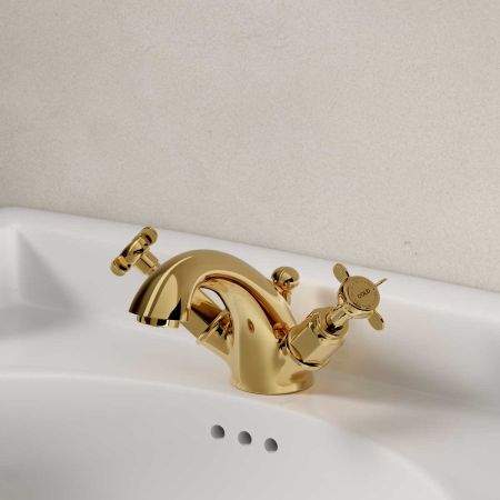 Aysgarth X Top Monobloc Basin Mixer Living Brass