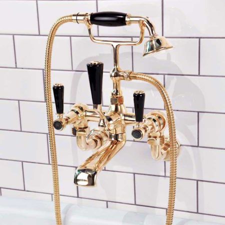 Linton Bath Shower Mixer Wall Mounted Black Lever 3/4BSP