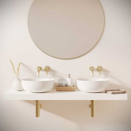 Otto Stone Countertop Basins with Vasco Double Shelf - White