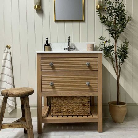 Portofino 700mm 2 Drawer Reeded Single Vanity Unit