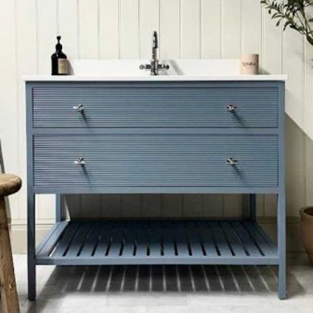Portofino 900mm 2 Drawer Reeded Single Vanity Unit