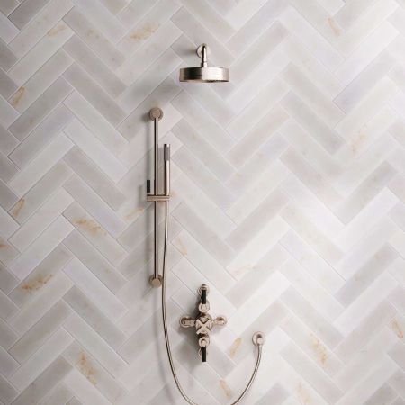 Elbe Dual Outlet Shower Kit - Semi-Exposed Valve - Black Ceramic Lever - Handshower Slider-Rail - Brushed Nickel