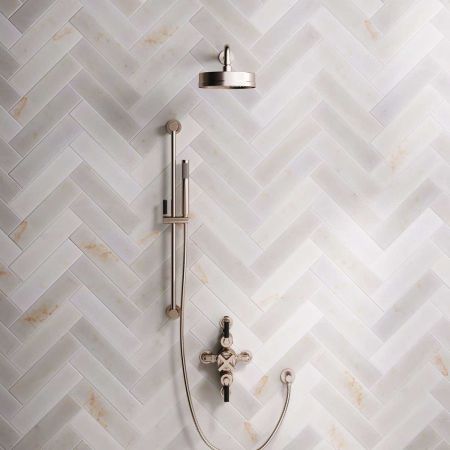 Elbe Dual Outlet Shower Kit - Semi-Exposed Valve - Black Ceramic Lever - Handshower Slider-Rail - Brushed Nickel