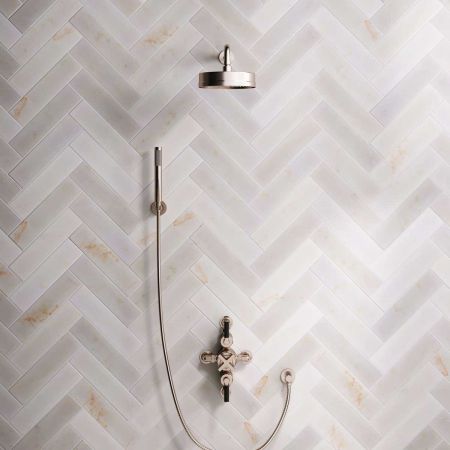 Elbe Dual Outlet Shower Kit - Semi-Exposed Valve - Black Ceramic Lever - Handshower Hook - Brushed Nickel