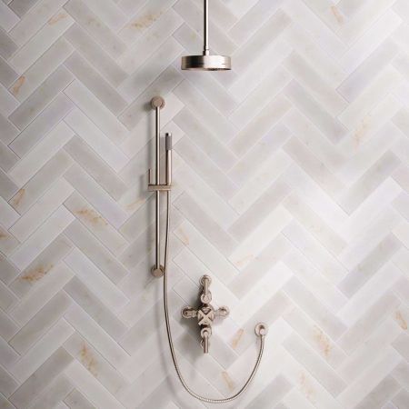 Elbe Dual Outlet Shower Kit - Semi-Exposed Valve - Brushed Nickel Lever - Handshower Slider-Rail - Ceiling Mounted Rose - Brushed Nickel