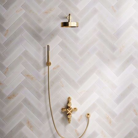 Elbe Dual Outlet Shower Kit - Semi-Exposed Valve - ML - Handshower Hook - Polished Brass