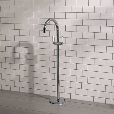 Senska - Bath Filler - Floor Mounted - White Lever (Minimum 1 bar pressure)