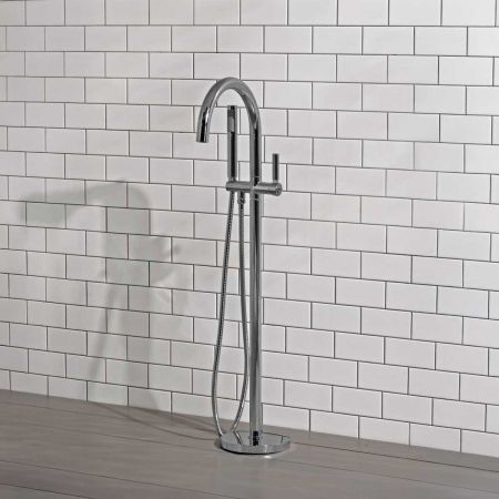 Senska - Bath Shower Mixer - Floor Mounted - Metal Lever (Minimum 2 bar pressure)