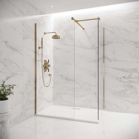 Wharfe Walk In Shower Enclosure - Brushed Brass