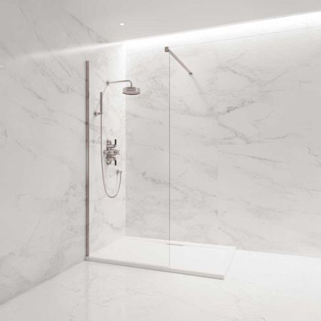 Foss Walk In Shower Enclosure - Brushed Nickel