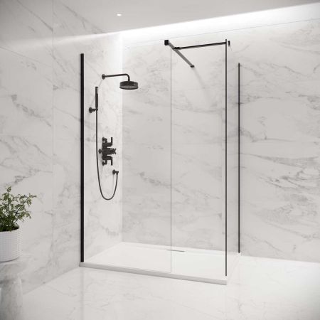 Wharfe Walk In Shower Enclosure - Matt Black