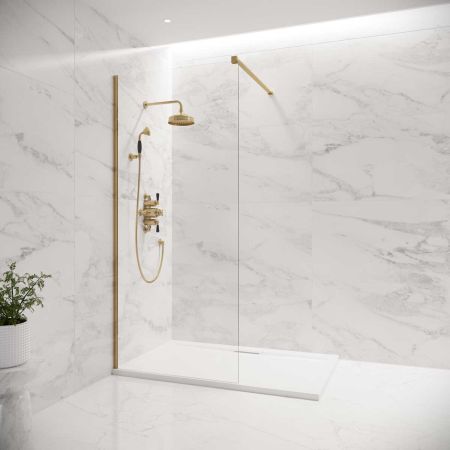 Foss Walk In Shower Enclosure - Polished Brass