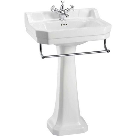 The Burlington Edwardian Medium Basin & Pedestal with Towel Rail