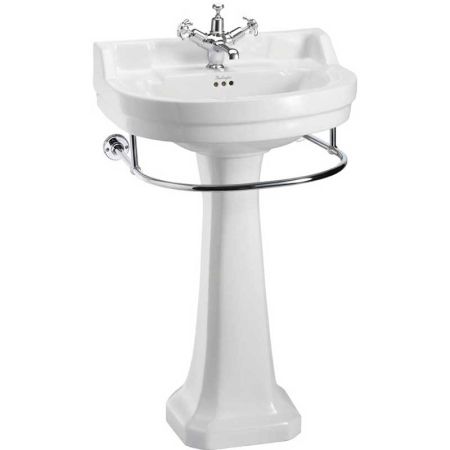 The Burlington Regal Round Edwardian Medium Basin & Pedestal with Towel Rail
